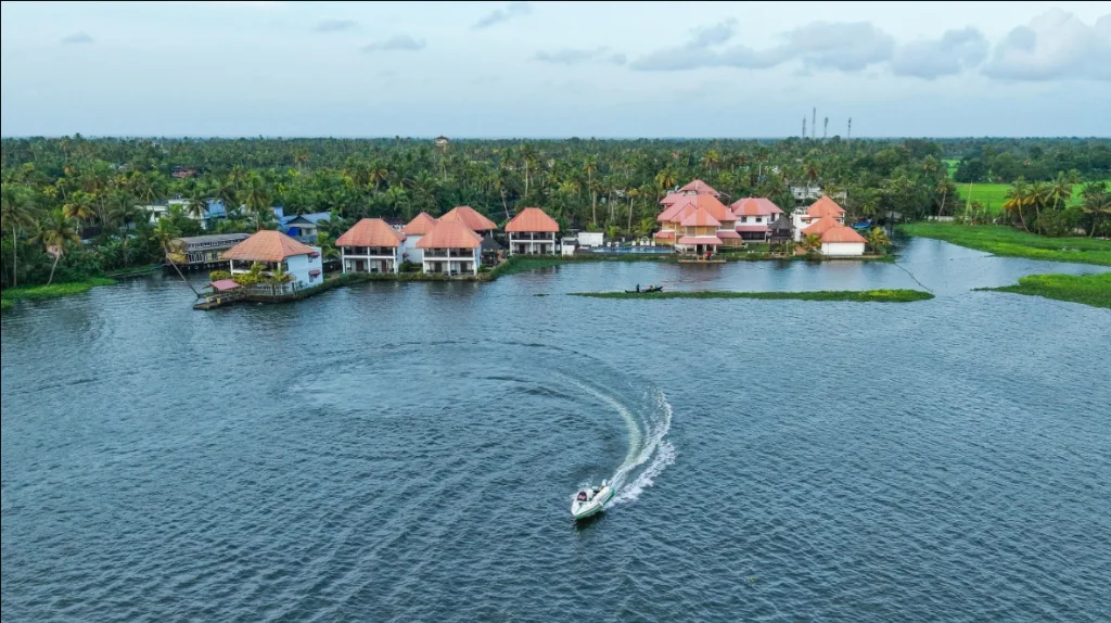 Exterior facade and entrance of Paloma Backwater Resorts in Alleppey