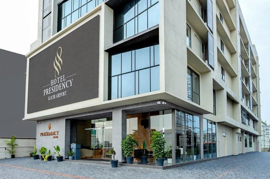 Exterior facade and entrance of Presidency Airport Hotel in Cochin Airport