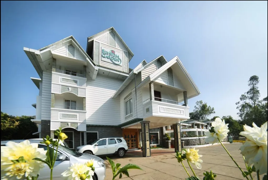 Exterior facade and entrance of Elysium Garden Hill Resorts in Munnar