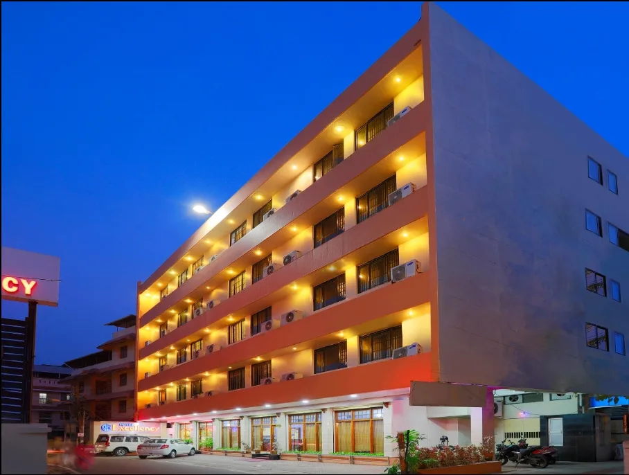 Exterior facade and entrance of Hotel Excellency in Kochi