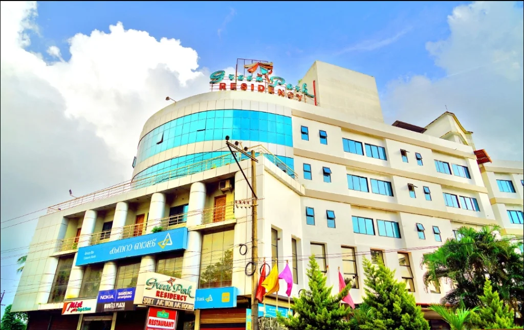 Exterior facade and entrance of Hotel Green Park Residency in Kannur