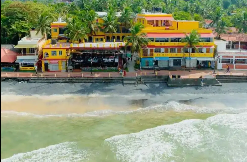 Exterior facade and entrance of Jeevan Beach Resort in Kovalam