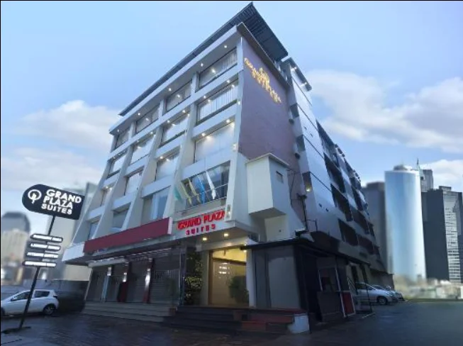 Exterior facade and entrance of Grand Plaza Suites Kozhikode in Kozhikode