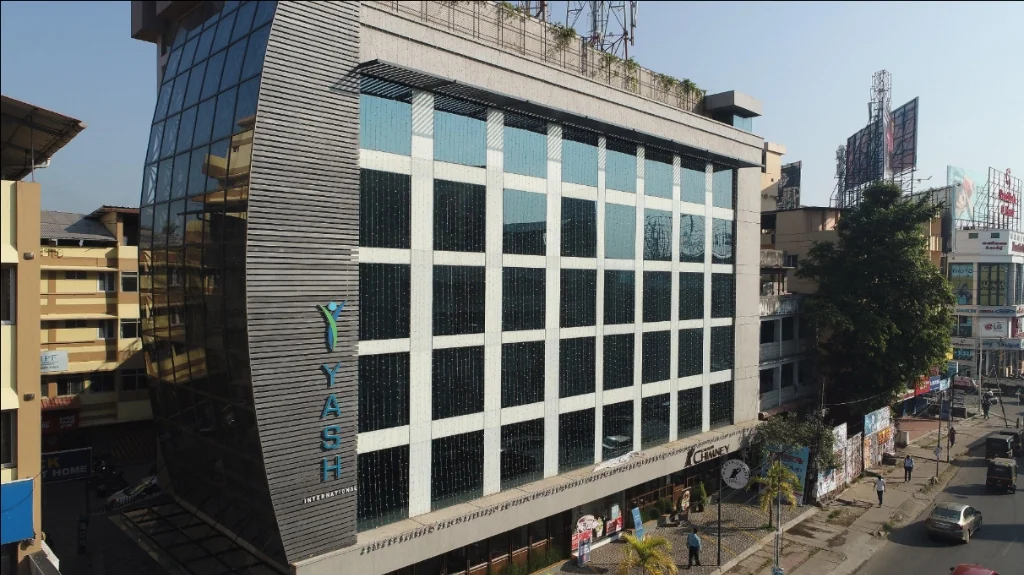 Exterior facade and entrance of Yash International Hotel in Kozhikode