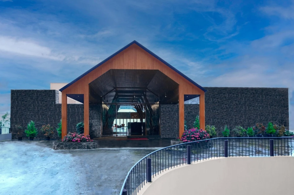 Exterior facade and entrance of Valle Munnar in Munnar