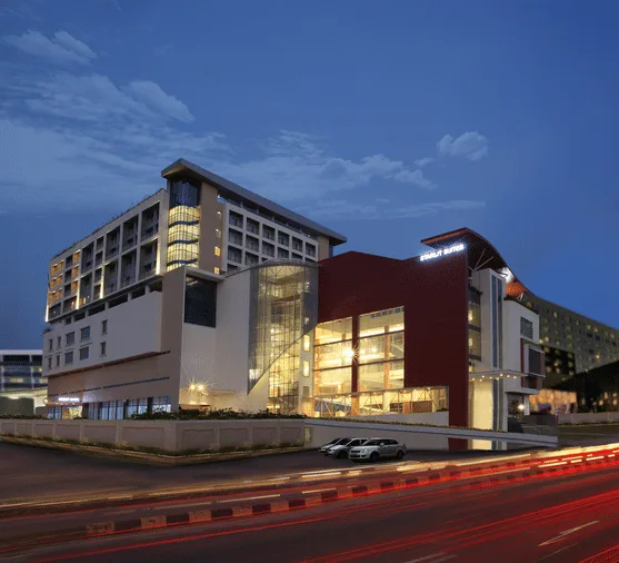 Exterior facade and entrance of Starlit Suites in Kochi