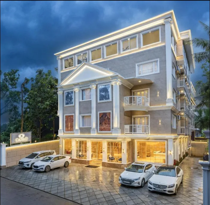 Exterior facade and entrance of Hotel Grand Thekkady in Thekkady