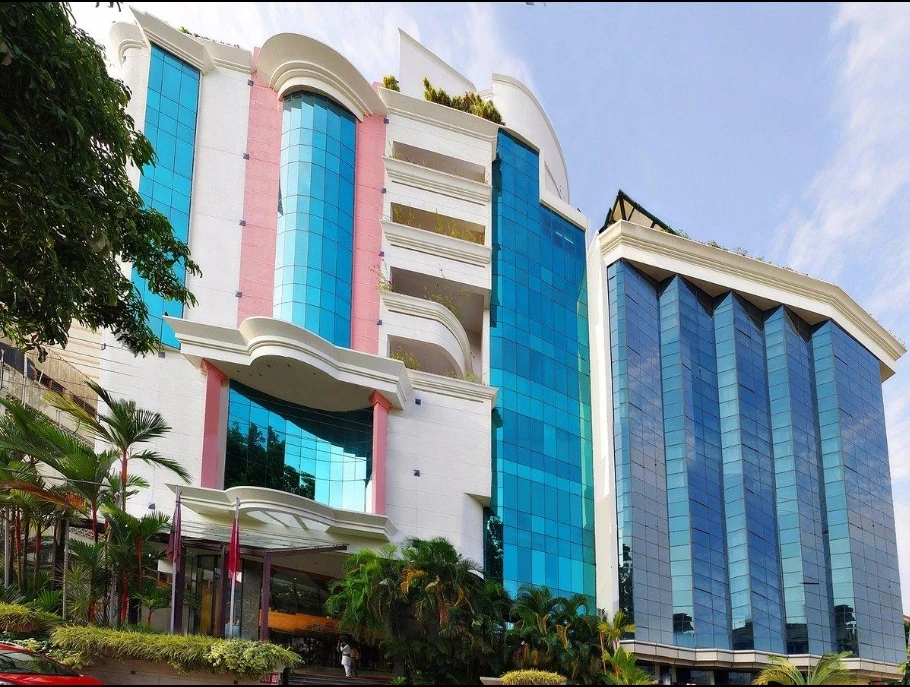 Exterior facade and entrance of Residency Tower in Trivandrum