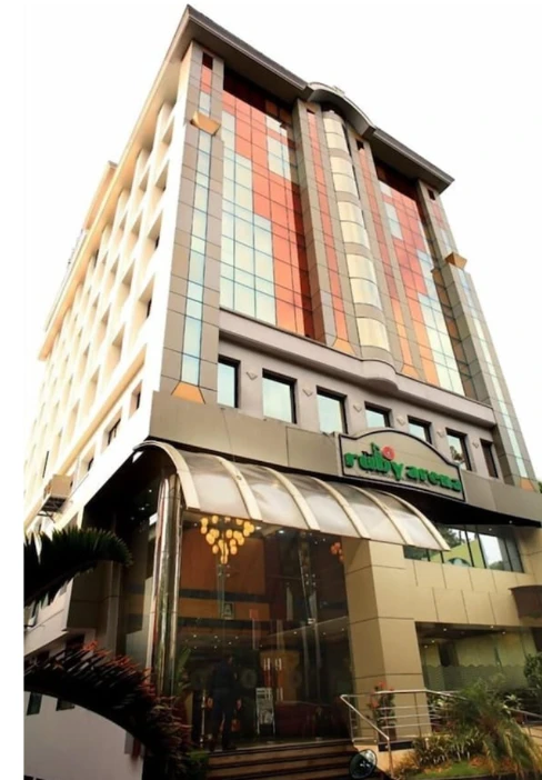 Exterior facade and entrance of Hotel Ruby Arena in Trivandrum