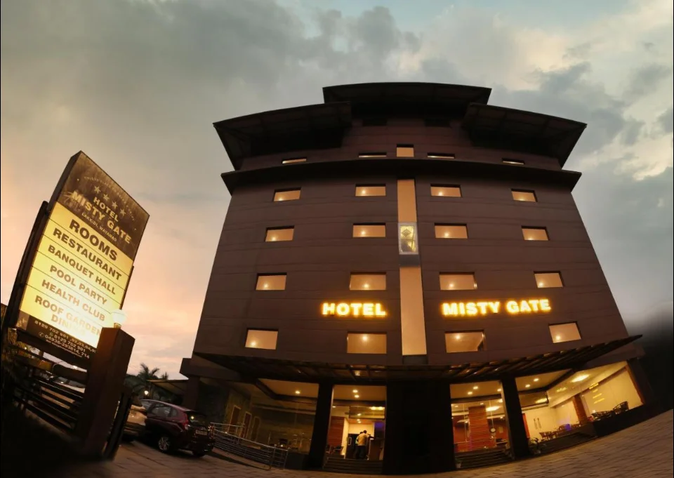 Exterior facade and entrance of Misty Gate Luxury Hotel in Wayanad